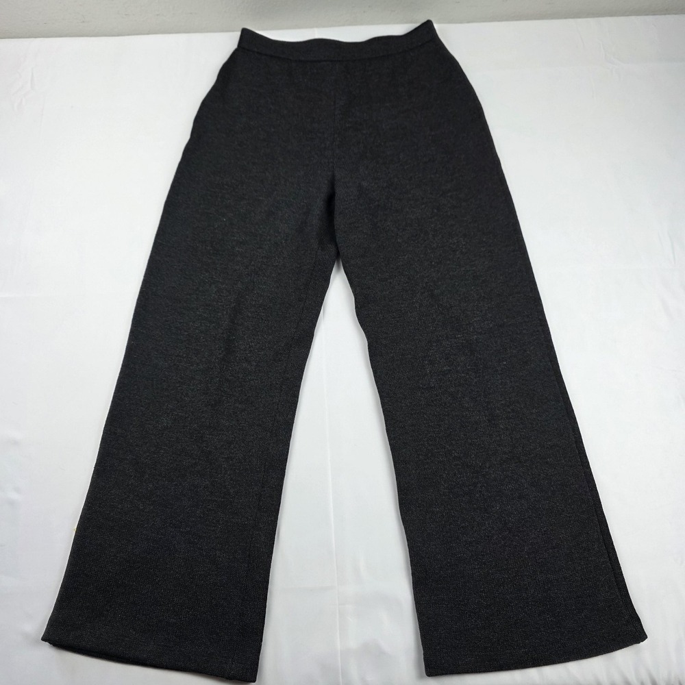 Vintage St John Collection Pants Womens 8 Gray Knit Wool Pull On Dress Workwear
